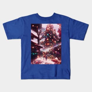 Modern Christmas Town Alone in the Village Christmas Vacation Xmas Season Kids T-Shirt